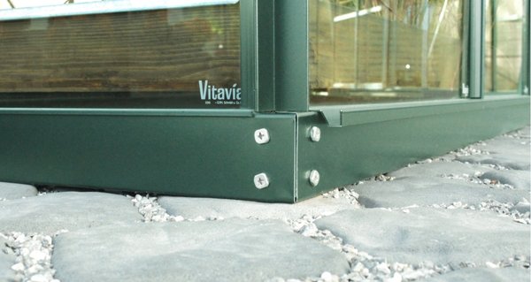 Vitavia Gewächshaus Dione 6700 HKP 4 mm, 3 Farben, Alu-eloxiert, Smaragd, Schwarz mit Fundament